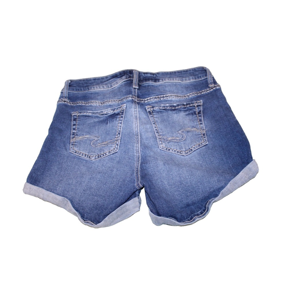 Silver Jeans Co Denim Shorts Womens Size 29/4 32 Waist Cuffed Stretch Blue Jean - Picture 3 of 3